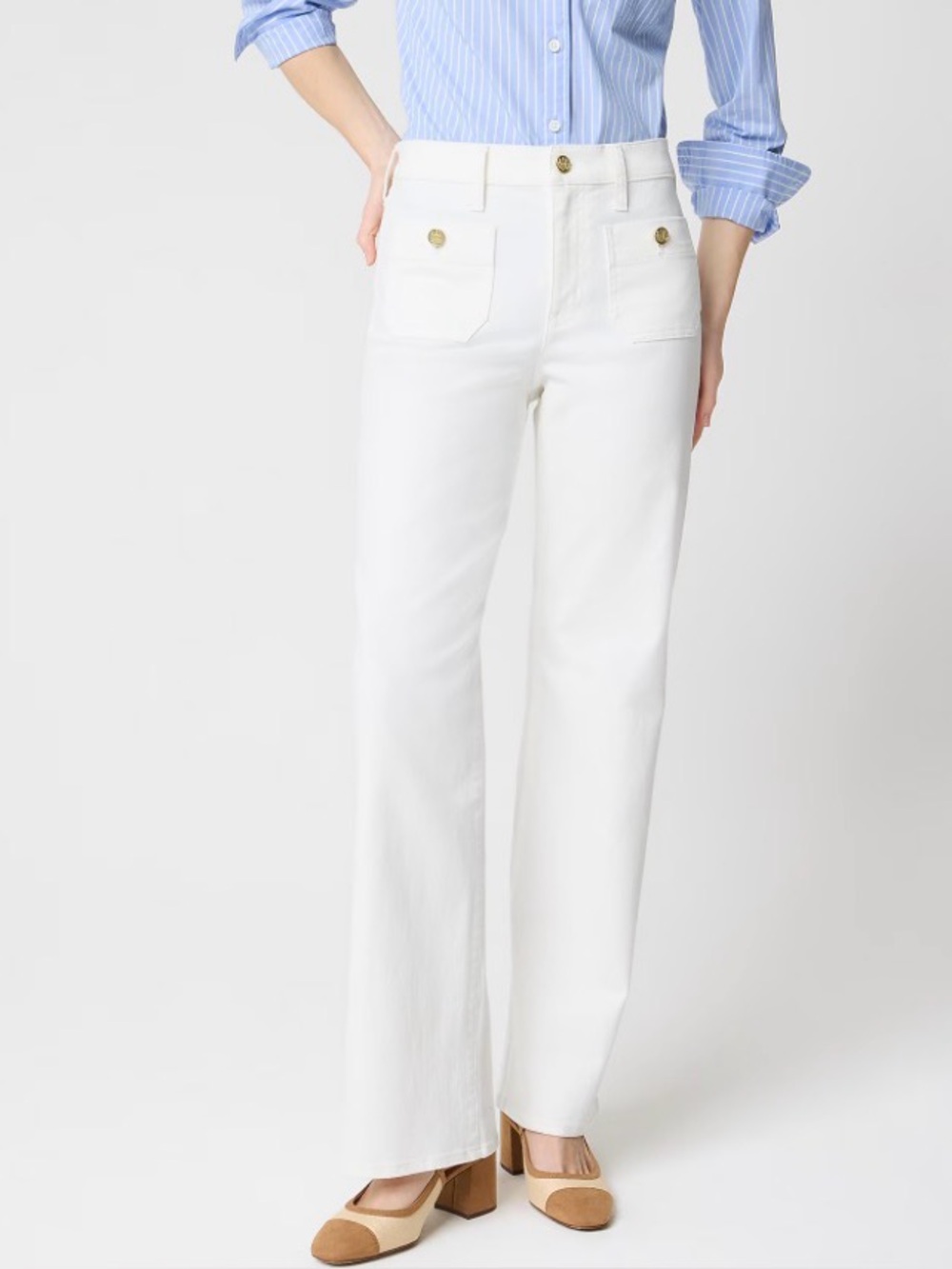 J. Crew White High-Rise Wide-Leg Jeans